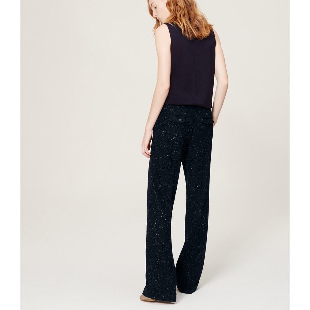 LOFT Speckled Tweed Wide Leg Pants Navy Size 12 NWT